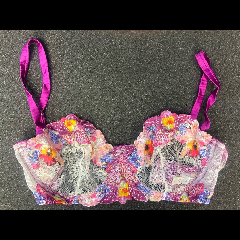 Fleur Du Mal Orchid Lover Embroidered Bra